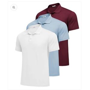 Men's Polo Shirt Set - White, Light Blue, Burgundy